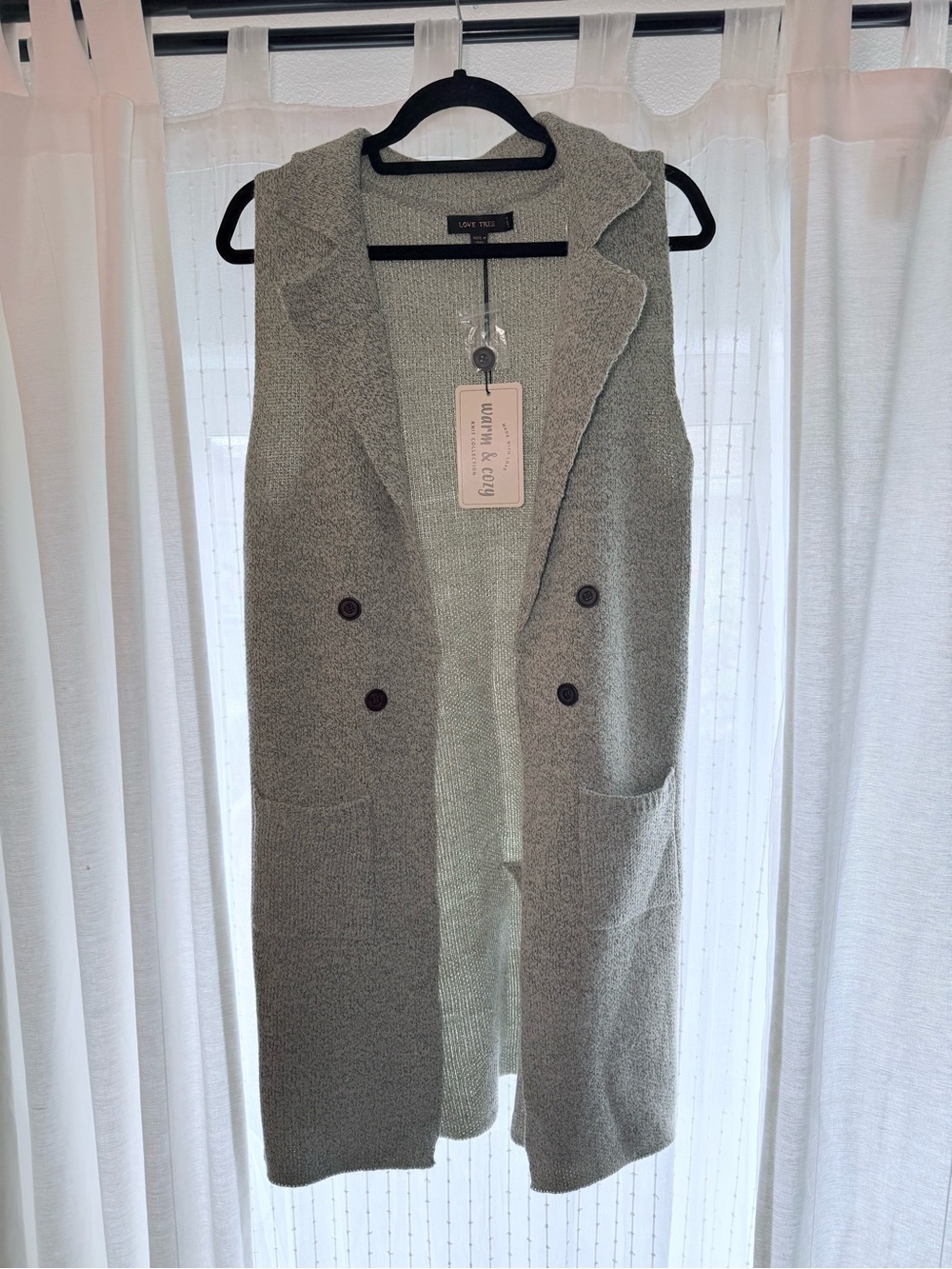 Sage Grey Sleeveless Duster